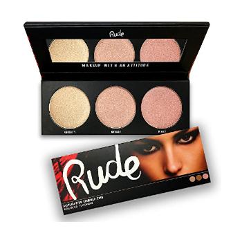 RUDE® Cosmetics Paletă cu 3 iluminatoare si nuante Highlighting  Shimmer Trio(Highlighter/Eyeshadow) 16,2 g