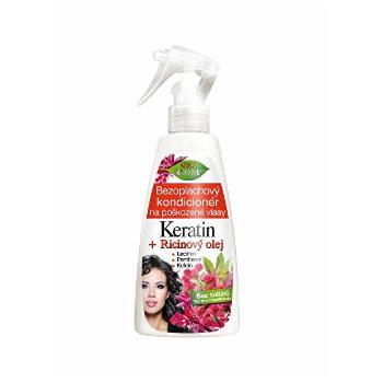 Bione Cosmetics Balsam regenerativ pentru păr deteriorat fără clătire Keratin + Ricinový olej 260 ml