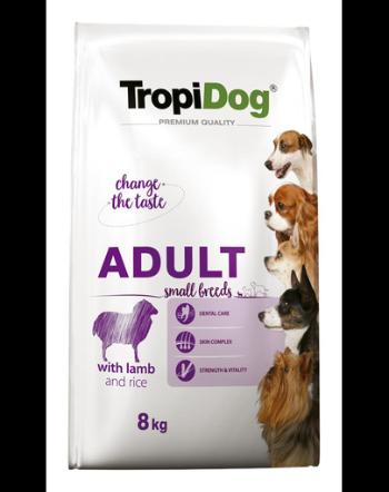 TROPIDOG Premium Adult S miel si orez 8 kg hrana uscata pentru caini de rasa mica
