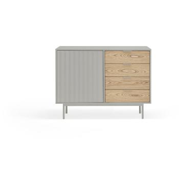 Comodă gri/în culoare naturală joasă cu aspect de lemn de stejar 108x80 cm Sierra – Teulat