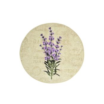 Covoraș de baie Foutastic Circle Vintage, ø 100 cm, motive florale, violet