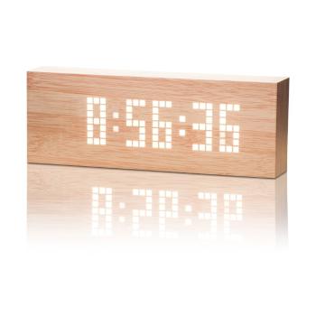 Ceas deșteptător cu LED Gingko Message Click Clock, maro - alb