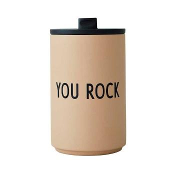 Cană termos Design Letters Rock, 350 ml, bej