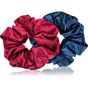 BrushArt Hair Large satin scrunchie set Elastice pentru par Red & Blue