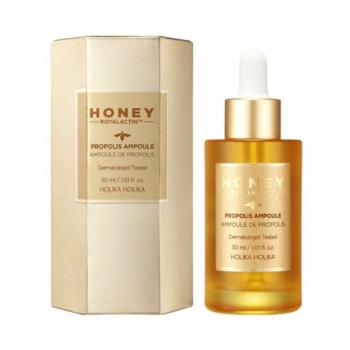 Holika Holika Ser de iluminare pentru piele uscată și sensibilă în fiole Honey Royal Lactin™ (Propolis Ampoule) 30 ml