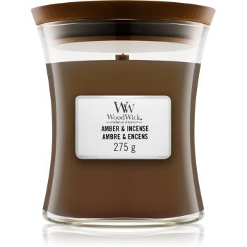 Woodwick Amber & Incense lumânare parfumată  cu fitil din lemn 275 g