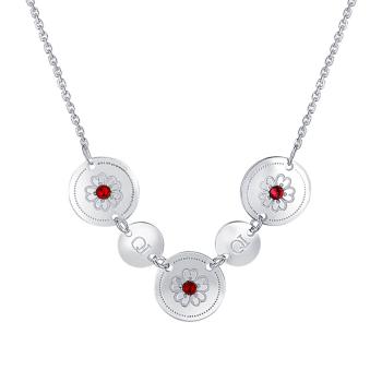 Praqia Jewellery Colier de argint de lux cu cristale roșii Ruby N6079_RH