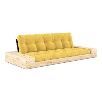 Canapea galbenă extensibilă cu tapițerie din catifea reiată  244 cm Base – Karup Design