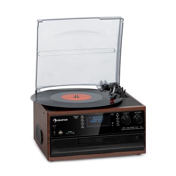 Auna Oakland DAB, sistem stereo retro, DAB+/FM, funcție BT, vinil, CD, casetofon