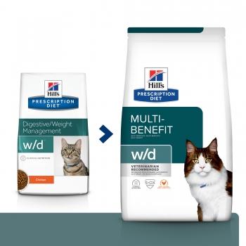 HILL'S Prescription Diet w/d Multi-Benefit, Pui, dietă veterinară pisici, hrană uscată, metabolism (obezitate si diabet), 3kg