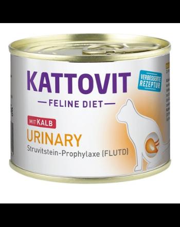 KATTOVIT Feline Diet Urinary hrana umeda dietetica pentru pisici in prevenirea pietrelor struvit, cu vitel 185 g