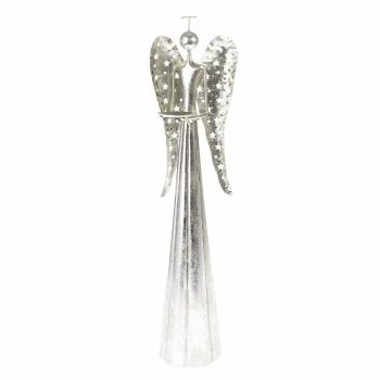 Suport de lumânări de Crăciun din metal pentrulumina ceaiului Înger argintiu, 17 x 58 cm