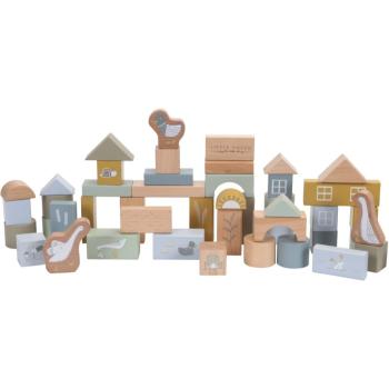 Little Dutch Building Blocks cuburi din lemn 2 y+ Blue 50 buc