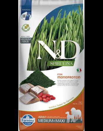 FARMINA N&amp;D Spirulina Adult Medium&amp;Maxi Herring &amp; Wolfberry 7 kg Hrana uscata caini talie medie si mare, cu hering si spirulina