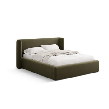 Zöld kárpitozott ágyneműtartós franciaágy ágyráccsal 200x200 cm Jason – Windsor & Co Sofas
