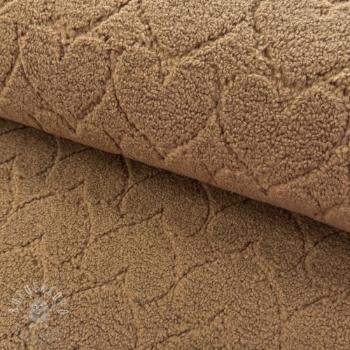 Kabát anyag TEDDY Hearts in hearts brown