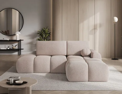 Coltar extensibil dreapta 3 locuri ELTAP, Vittario, 227x170x95 cm, lemn/poliester, maro deschis