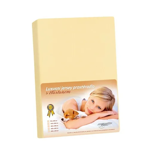 Cearșaf din jersey cu elastan, culoare vanilie, galben deschis, 140 x 200 cm