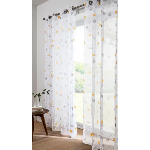 Perdea din voal cu imprimare de frunze