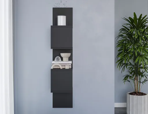 Raft de perete ELTAP, Sunpedo, 25x25x120 cm, PAL/PVC, negru