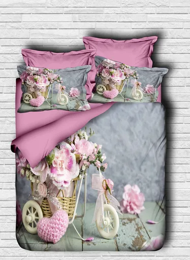 Lenjerie de pat dubla King (IT), 3 piese, L'essentiel Maison, 103, Purple / Grey / White