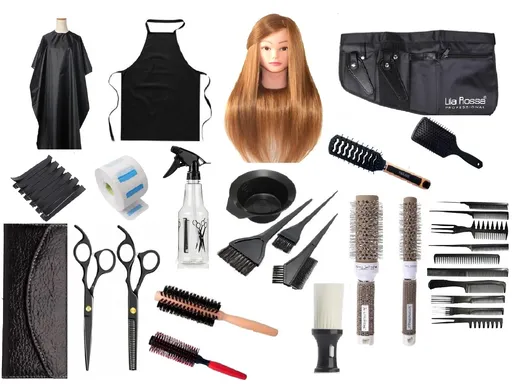 Set Frizerie Complet cu Cap Practica 100 % Natural Kit Coafor Royal