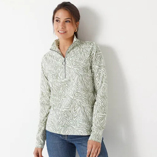 Tricou cu guler înalt, fermoar și imprimeu