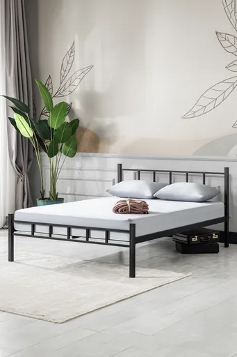 Pat de o persoană, Hanah Home, K90, 160x95x200 cm, Negru