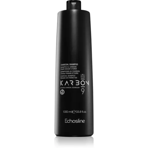 Echosline CHARCOAL Karbon 9 șampon cu ingrediente active de cărbune pentru par degradat sau tratat chimic 1000 ml