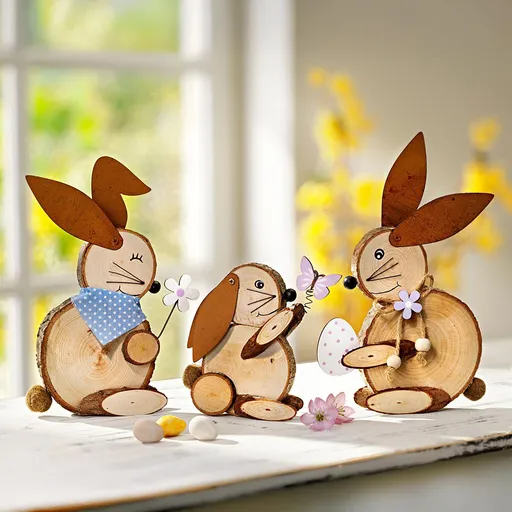 Figurine decorative Iepurași, set 3 bucăți