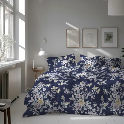 Lenjerie de pat pentru 2 persoane, Flower Decor, Bedora, 6 piese, 200x220, microfibra, multicolor