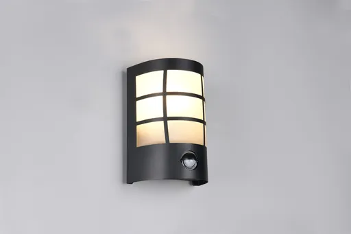 Aplica de perete pentru exterior cu senzor Sintra, RL, 14x10.5x20 cm, 25W, 1x E27, inox, negru mat