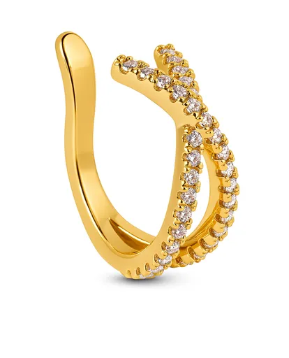 Troli Cercel single strălucitor din oțel placat cu aur