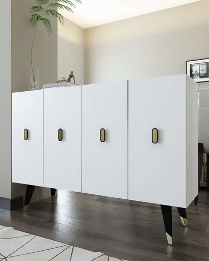 Consola, Hanah Home, 8168KM-32, 120x80x29.6 cm, PAL , Alb/Auriu