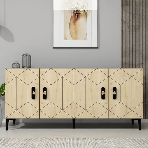 Consola, Hanah Home, Cross KB150, 150x75x35 cm, Stejar antracit / safir