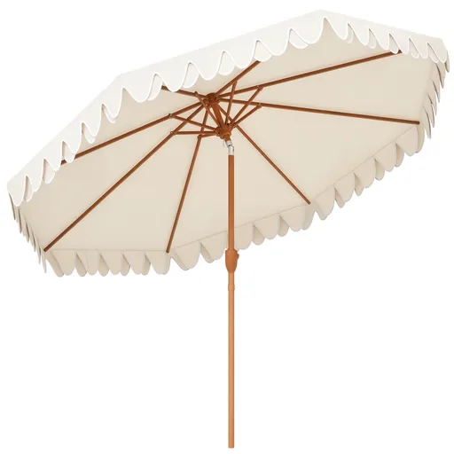 Outsunny Umbrelă de Grădină cu Deschidere cu Manivelă, Fald Dublu şi Înclinabil, 2.7x2.4 m, Alb Crem | Aosom Romania