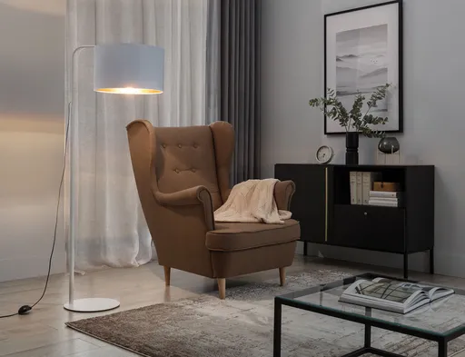 Lampadar ELTAP, Vespillo, 70x40x151 cm, 1xE27, 15W, otel/PVC, alb/auriu