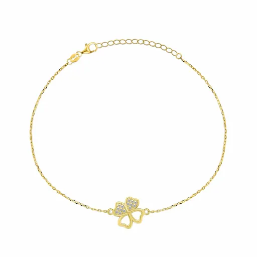 Brilio Silver Brățară placată cu aur Trifoi cu zirconii BRC69Y