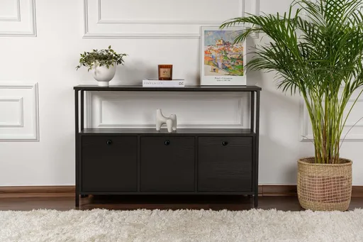 Consola, Hanah Home, Solace, PAL, Negru lemn / Negru