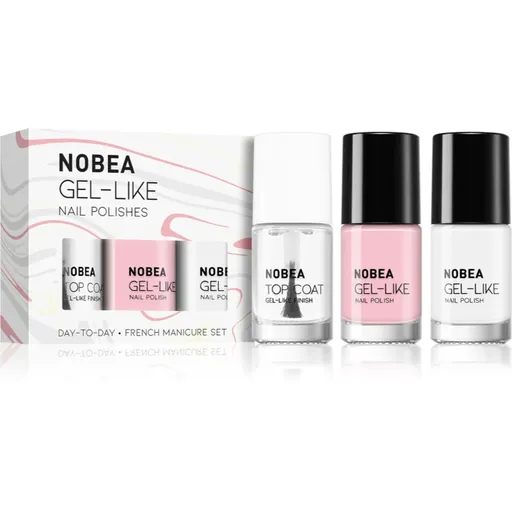 NOBEA Day-to-Day 3-Piece Nail Polish set with Top coat set de lacuri de unghii French manicure set