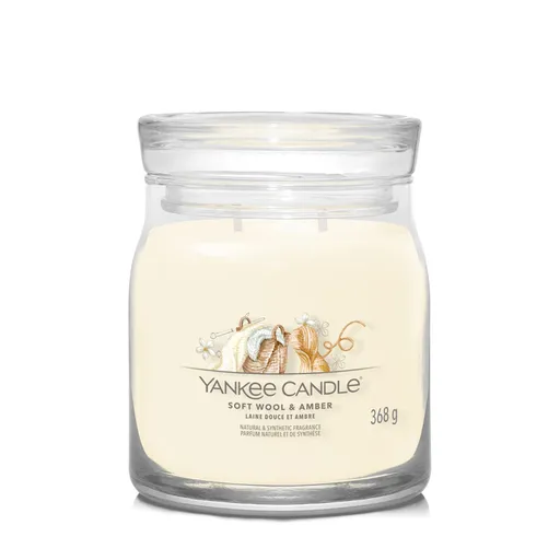 Yankee Candle Lumânare aromatică Signature sticla medie Soft Wool