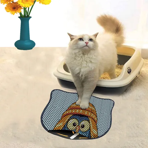 Covoras litiera pentru colectarea granulelor de nisip, Paws & Whiskers, Kdkafa0080, 50% PVC/50% poliester, Multicolor