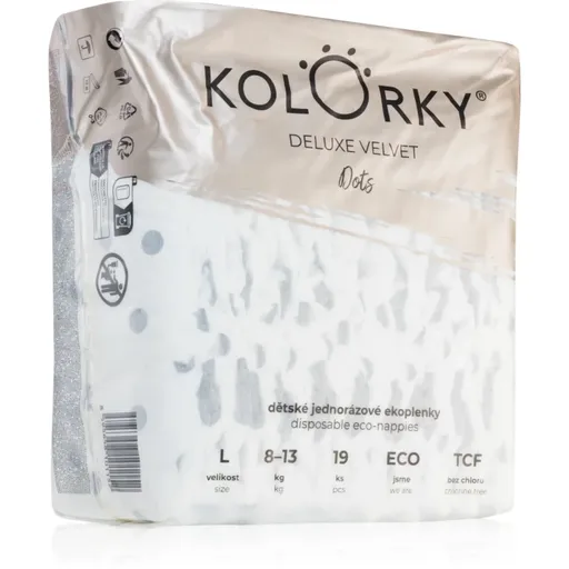 Kolorky Deluxe Velvet Dots scutece ECO de unică folosință marimea L 8-13 kg 19 buc