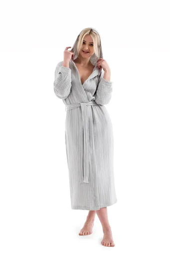 Halat de baie unisex, L'essentiel Maison, Muslin, Gri