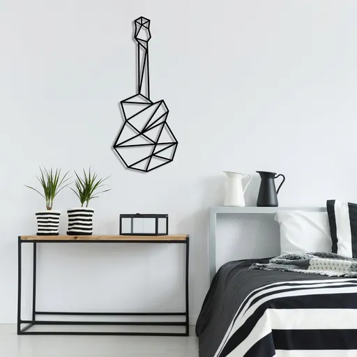 Decoratiune de perete, Guitar, Dimensiune: 23 x 55 cm, Negru