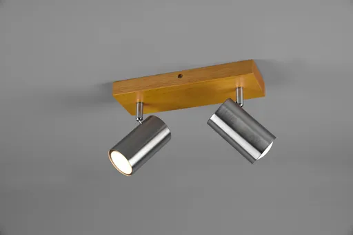 Plafoniera Marley, TRIO, 26x9x16 cm, 35W, 2x GU10, metal, argintiu mat/natur