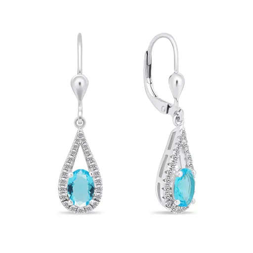 Brilio Silver Cercei fermecători din argint cu zirconii albaștri deschis EA446WAQ