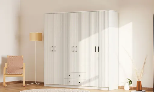 Dulap pentru haine, Hanah Home, Rb-185-06, 210x184x52 cm, Alb mat