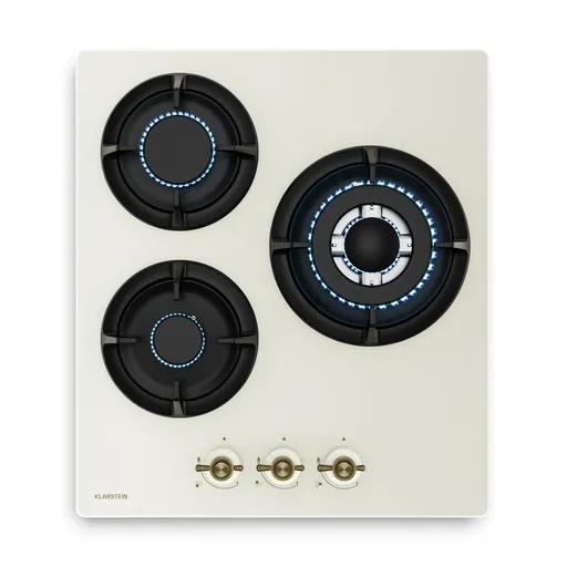 Klarstein Plită pe gaz Victoria | 3 arzătoare din aluminiu | compatibilă cu gaz natural și GPL | 6050 W | 45 cm
