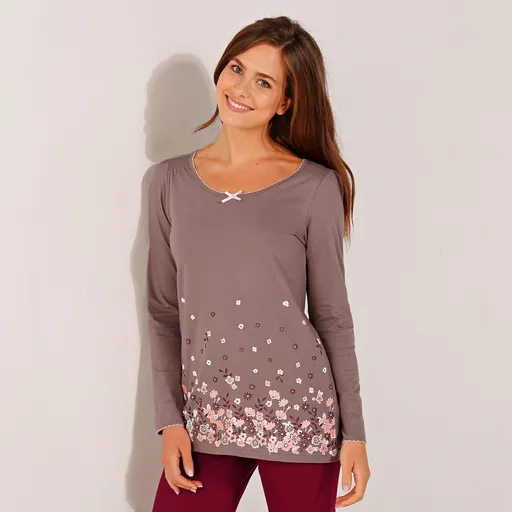 Top de pijama cu mânecă lungă și imprimeu floral